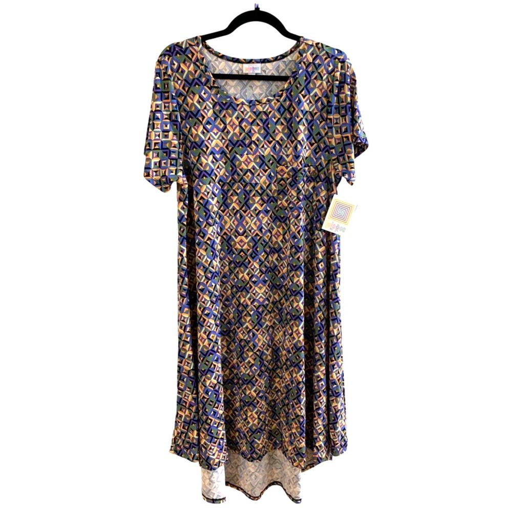 NEW LuLaRoe Geometric CARLY Maxi  Dress Size  Scoop Neck Multicolor